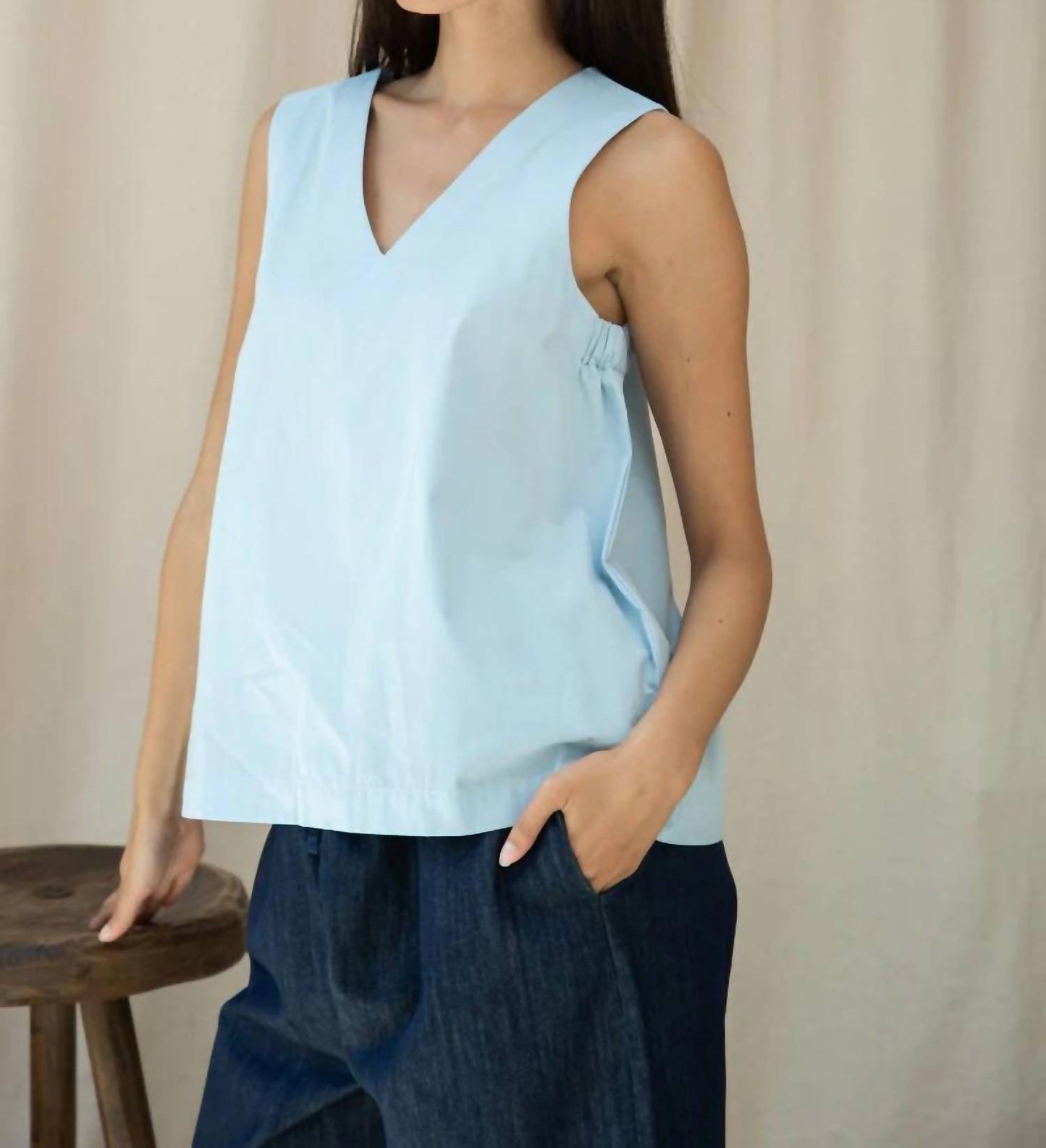 Azure Poplin Top