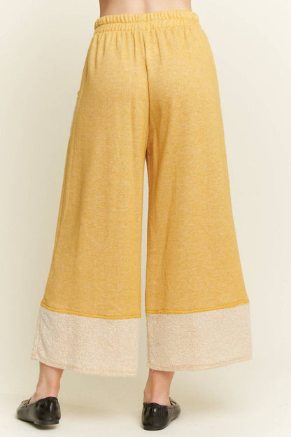 Washed Elastic Waist Wide Pants