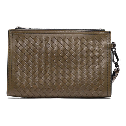 Women's Intrecciato Leather Wristlet Bag