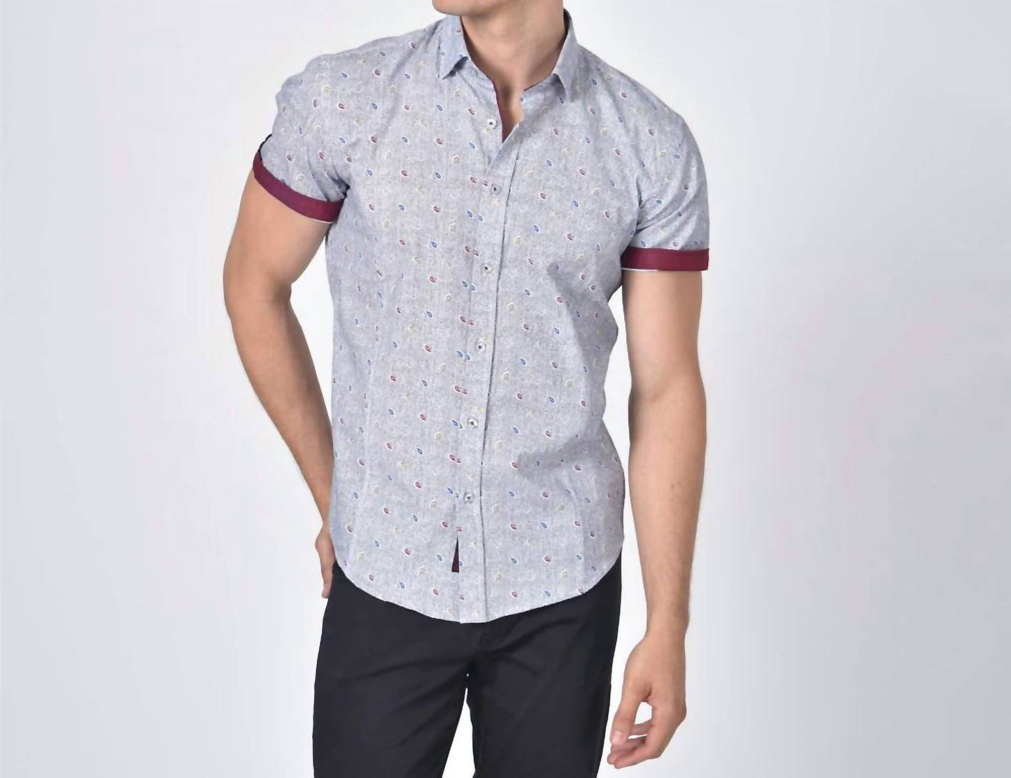 Tri-color Paisley Short Sleeve Shirt