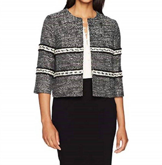 Ellen Tracy - Cropped Tweed Open Front Blazer - Rack Hunt -