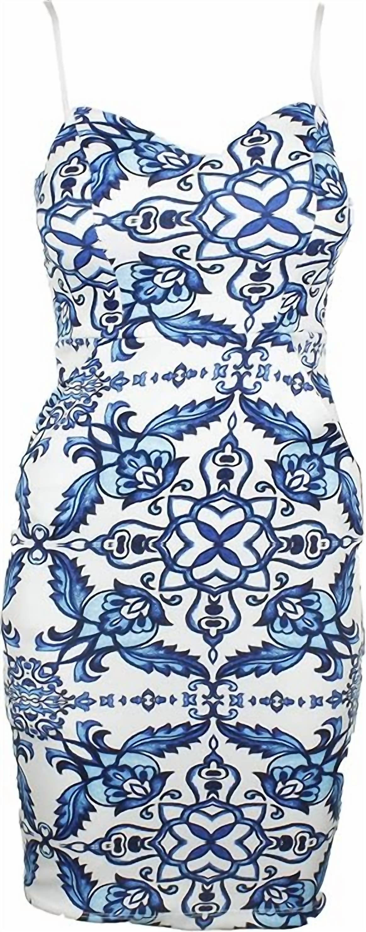Women's Printed Strapless Bodycon Dress