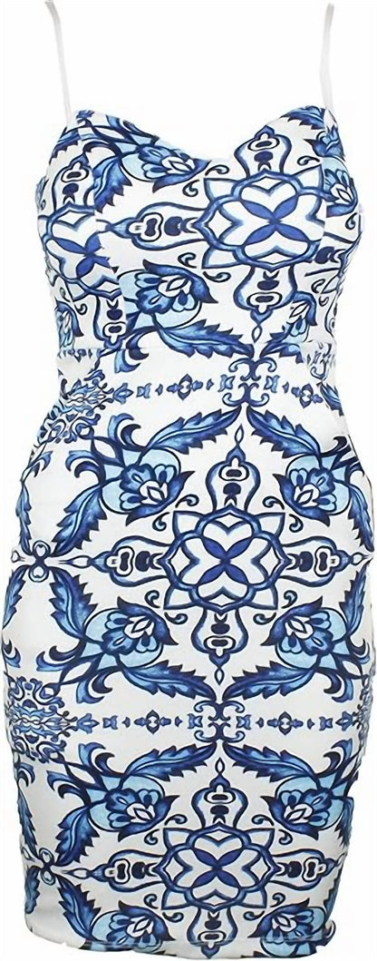 Women's Printed Strapless Bodycon Dress