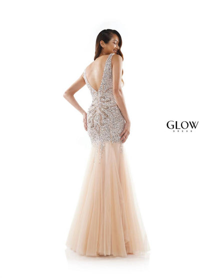 Beaded Tulle Mermaid Gown