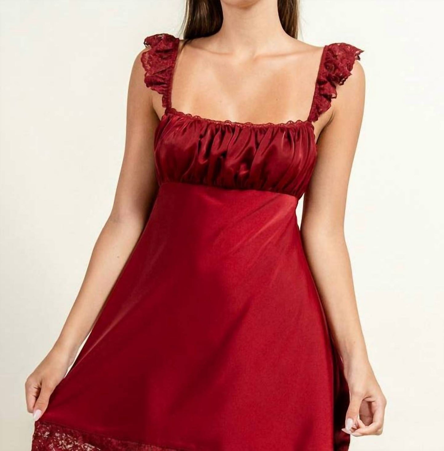 Short Dress With Lace Trims