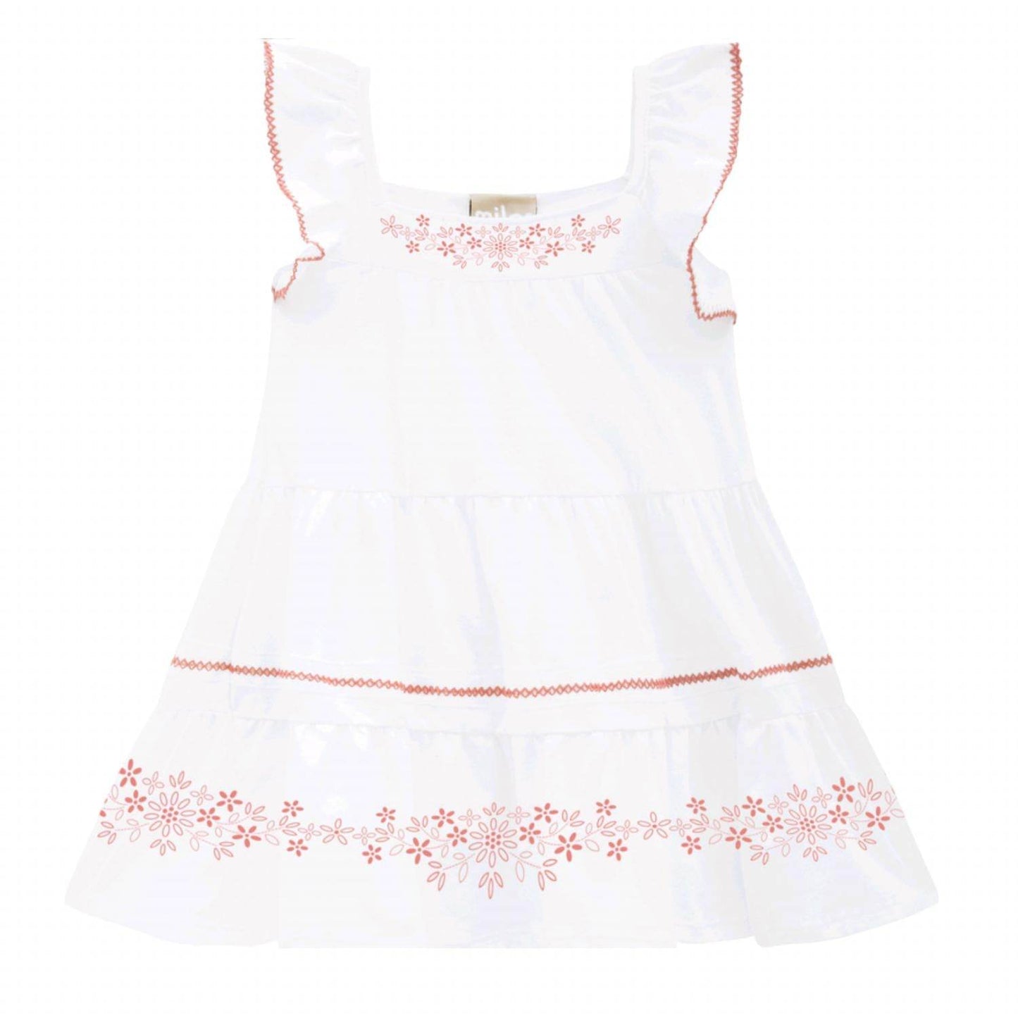 Milon - Girls Ruffled Cap Sleeve dress w/ Embroidery - Rack Hunt -