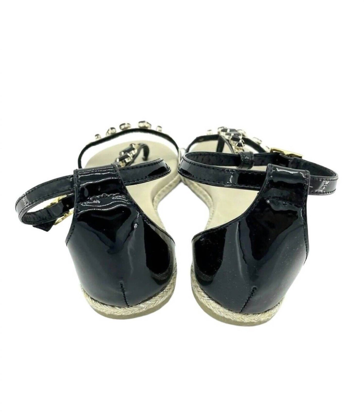 STELE - Jeweled Rhinestones Patent Leather Sandals - Rack Hunt -