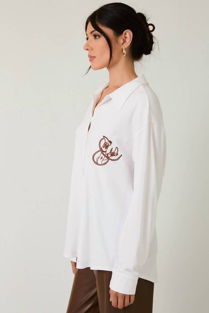 Cowgirl Embroidered Button Down Shirt