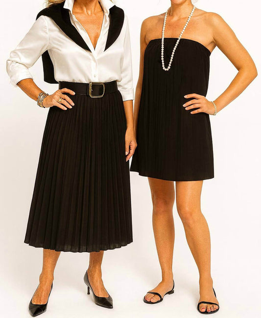 SHANNALEE - PLEATED CHIFFON A-LINE MIDI SKIRT - Rack Hunt -