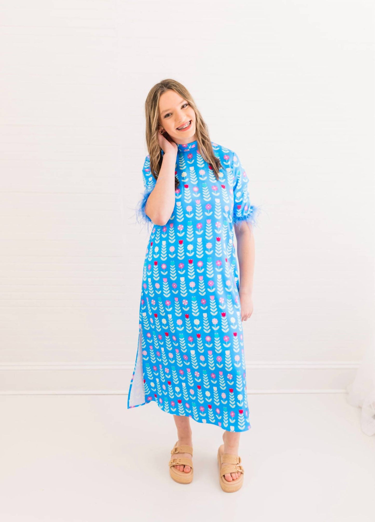 Grace Luxe Feather Caftan Dress