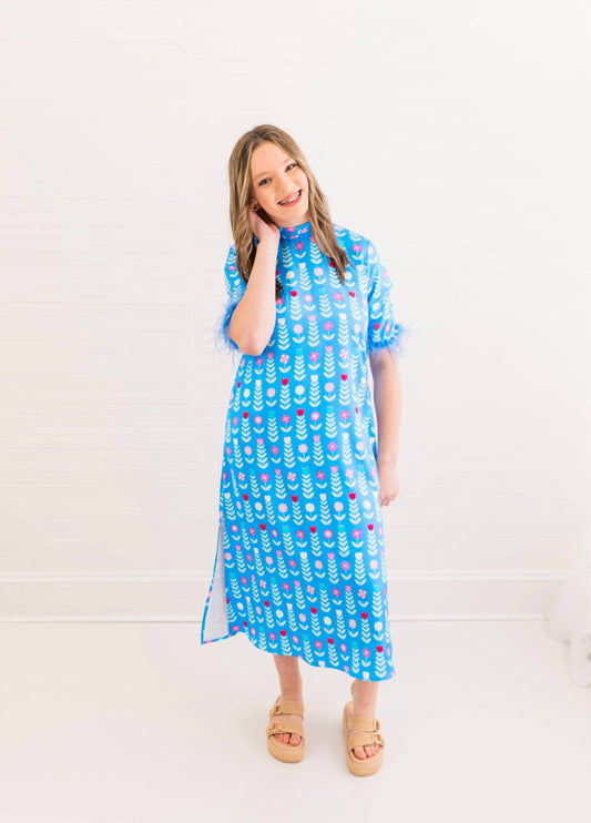 Grace Luxe Feather Caftan Dress