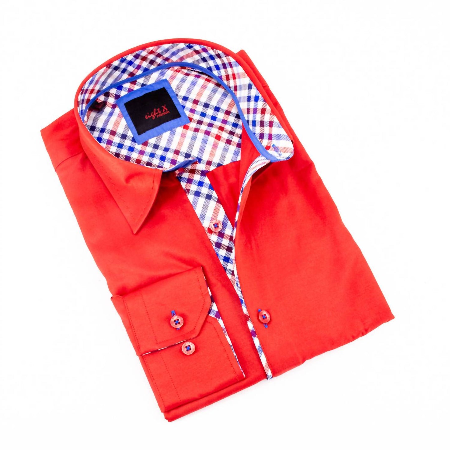 Men's Button Down Shirt With Plaid Trim