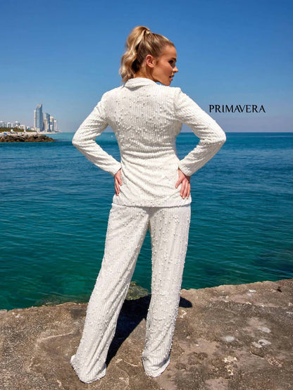 Two-piece Beaded Pantsuit
