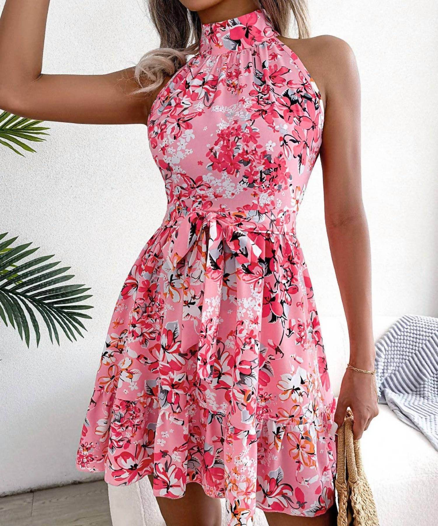 Aria Romance - Lace Up Floral Dress With Large Flounces - Rack Hunt
