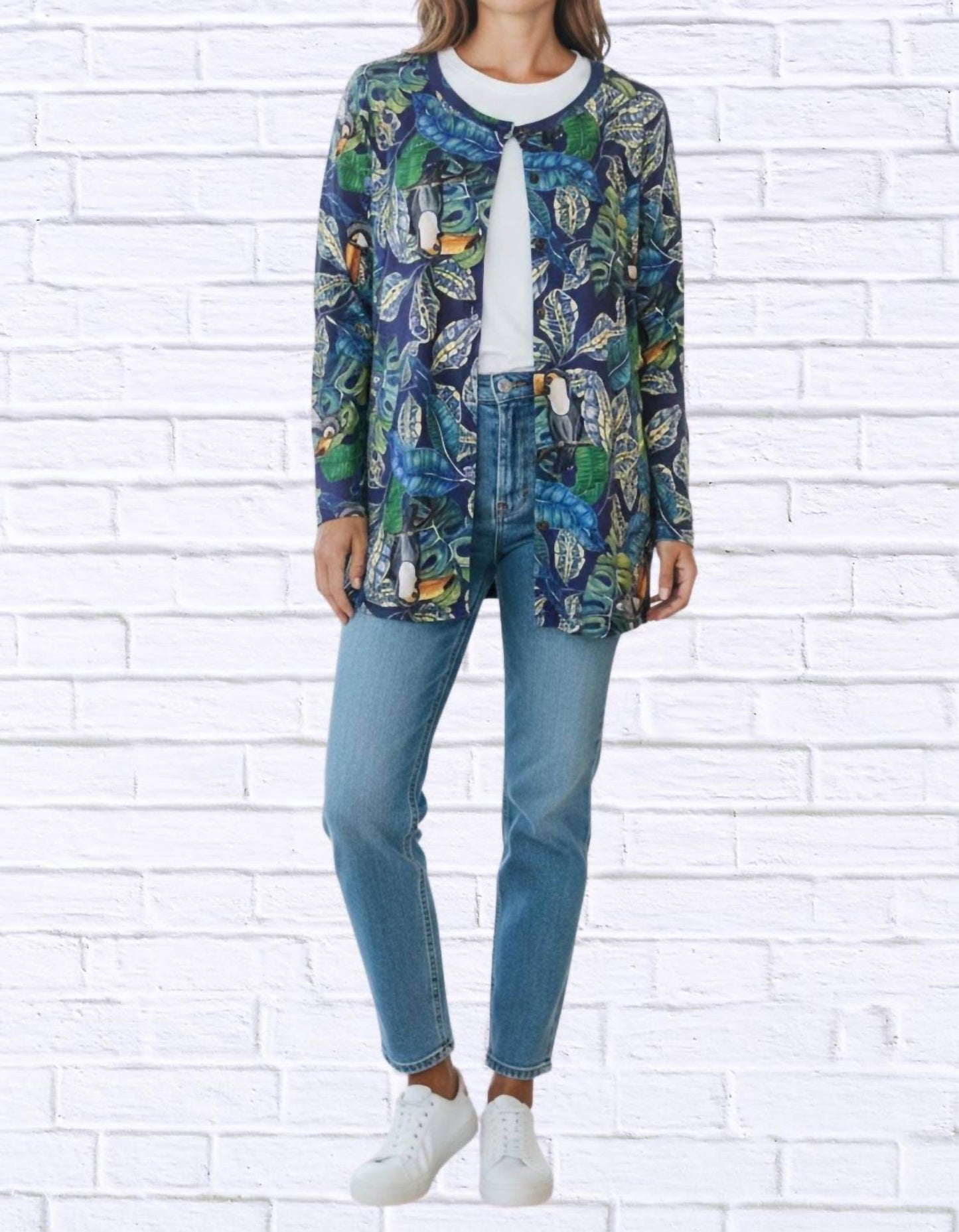 Diva USA - Tropical Print Button-through Knit Cardigan - Rack Hunt -