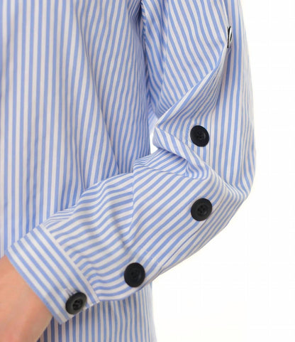 Funnel Neck Striped Blouse