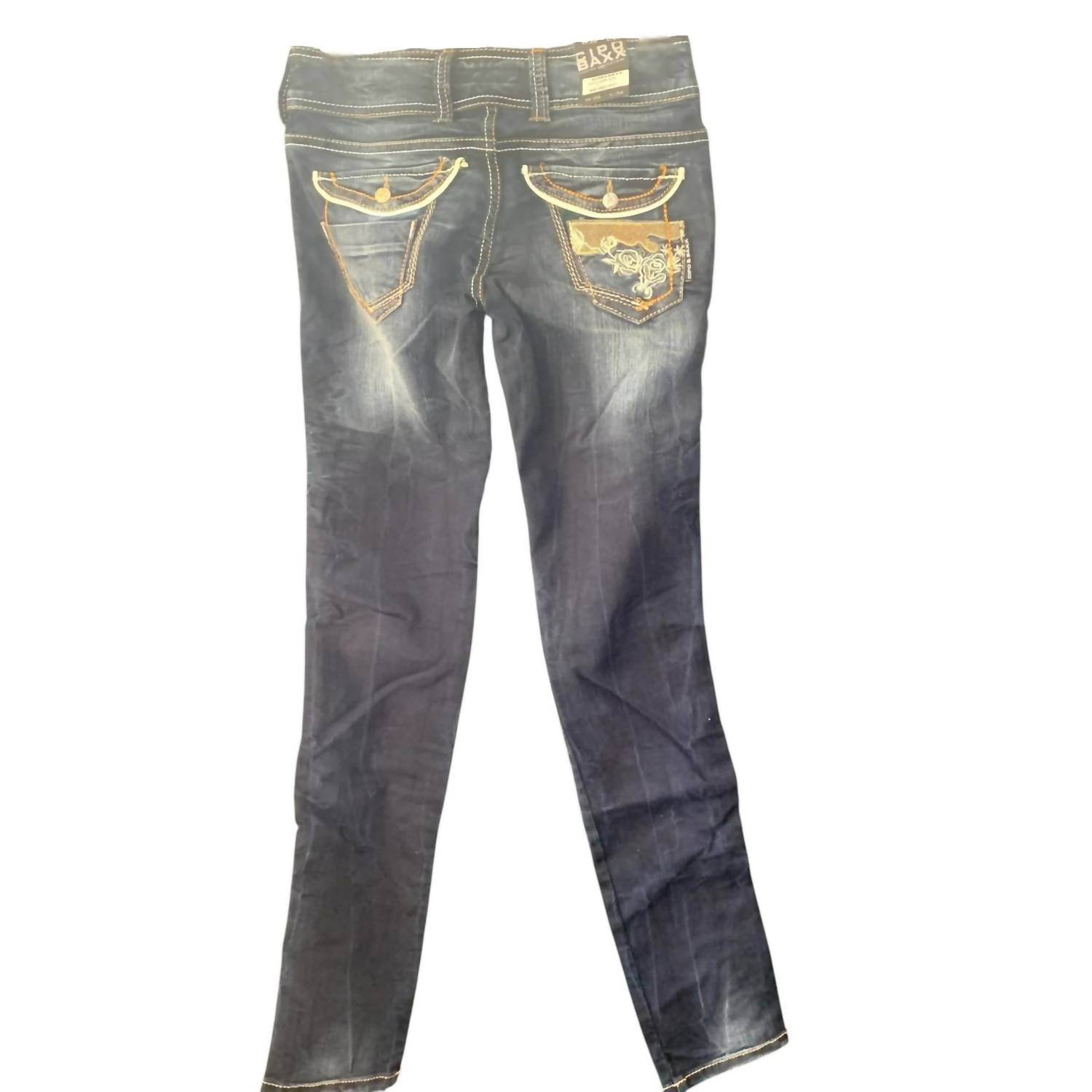 Cipo & Baxx - Women's Retro Straight-leg Denim Jeans With Bead & Embroidery Accents - Rack Hunt -