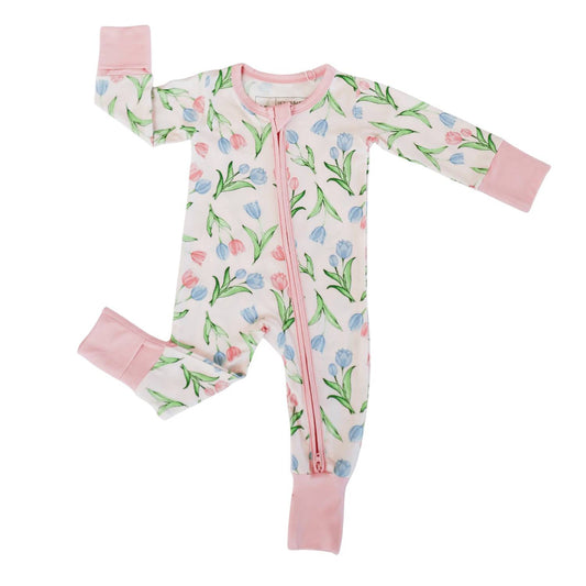 Kids Tulips Bamboo Zipper Romper