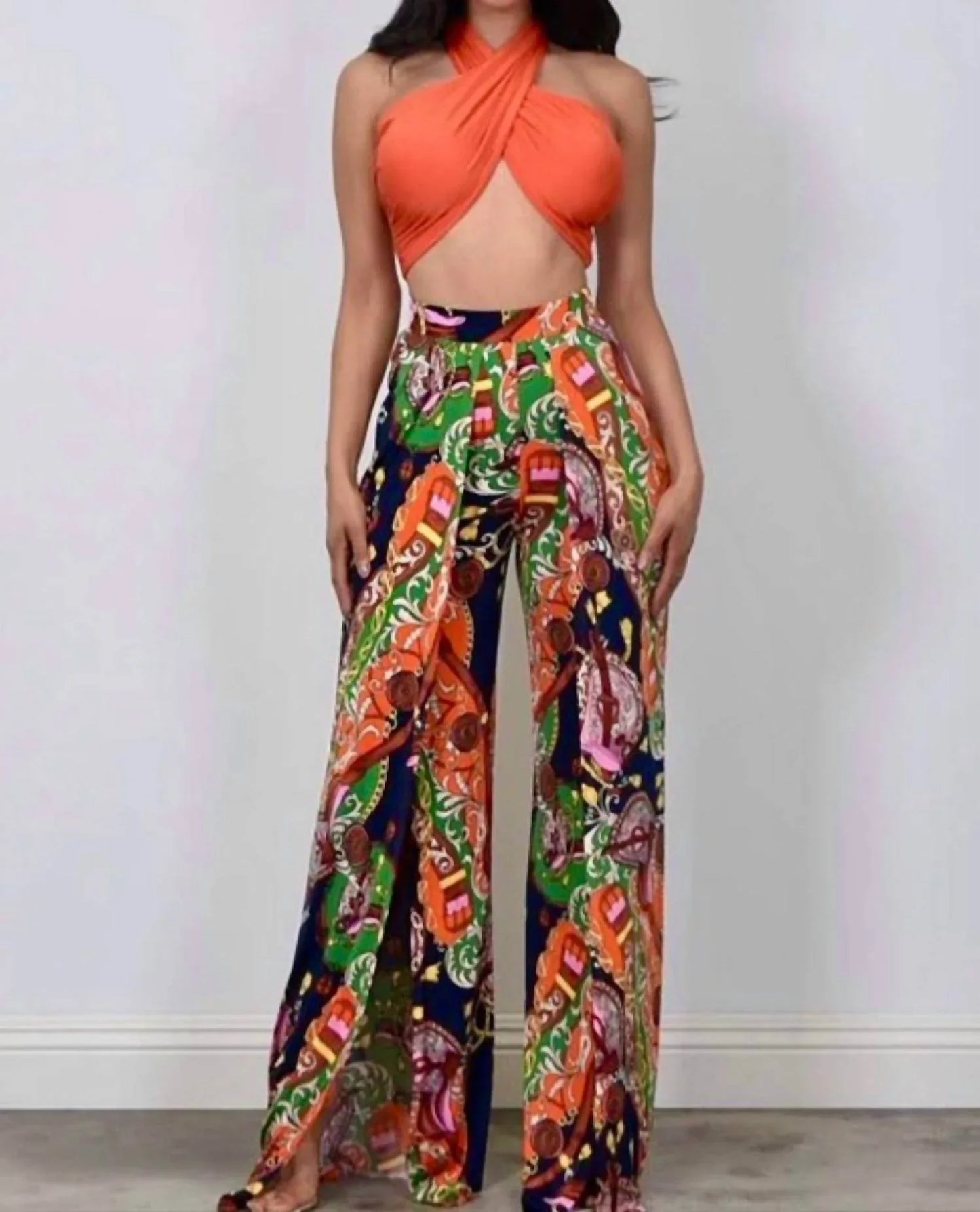 Little Secret Of Mine - Women's Palazzo Pants With Crop Top Set - Rack Hunt