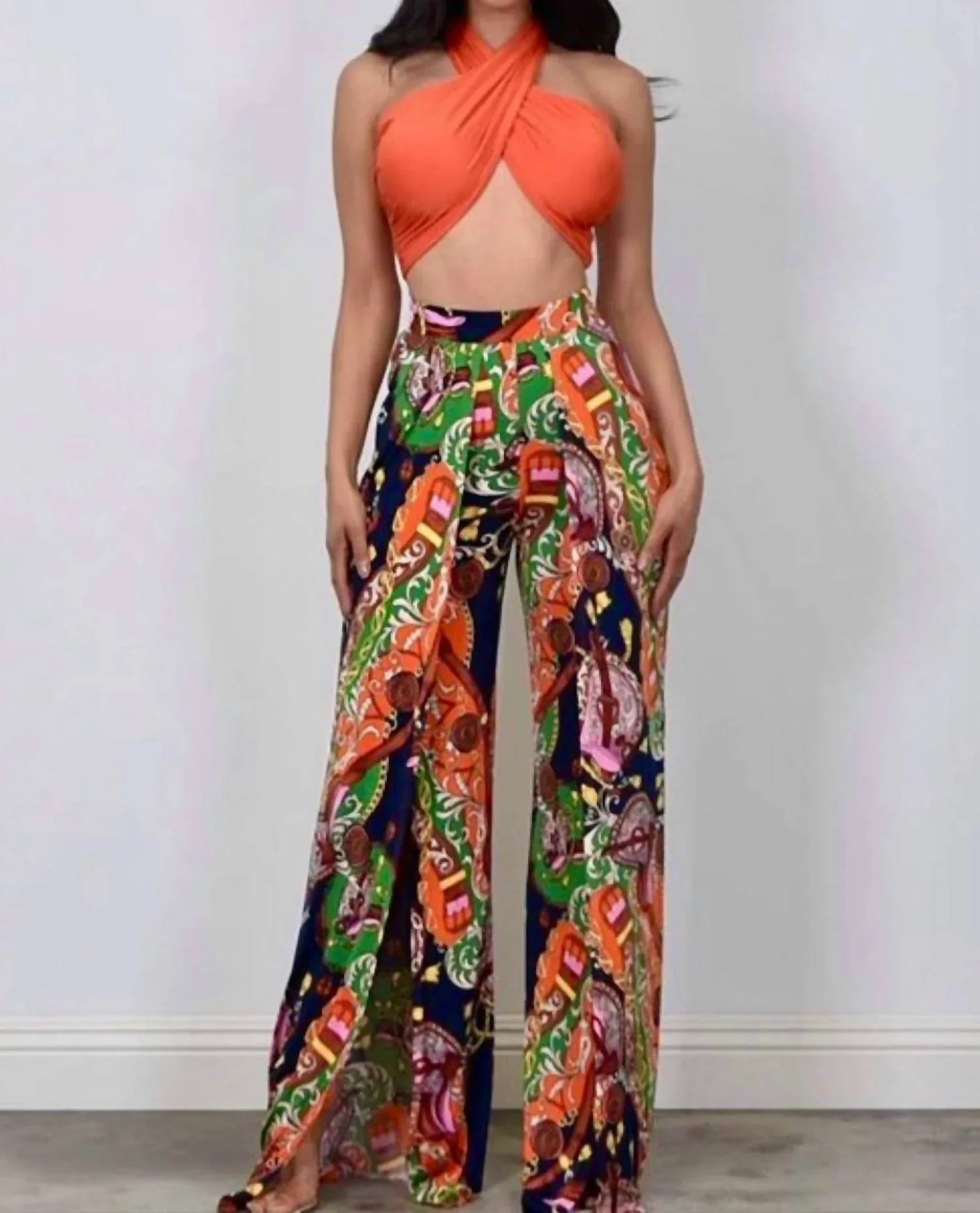 Little Secret Of Mine - Women's Palazzo Pants With Crop Top Set - Rack Hunt