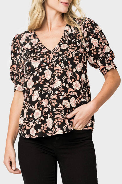 Puff Sleeve V-Neck Blouse