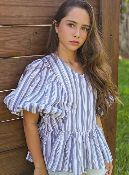 Striped Peplum Blouse