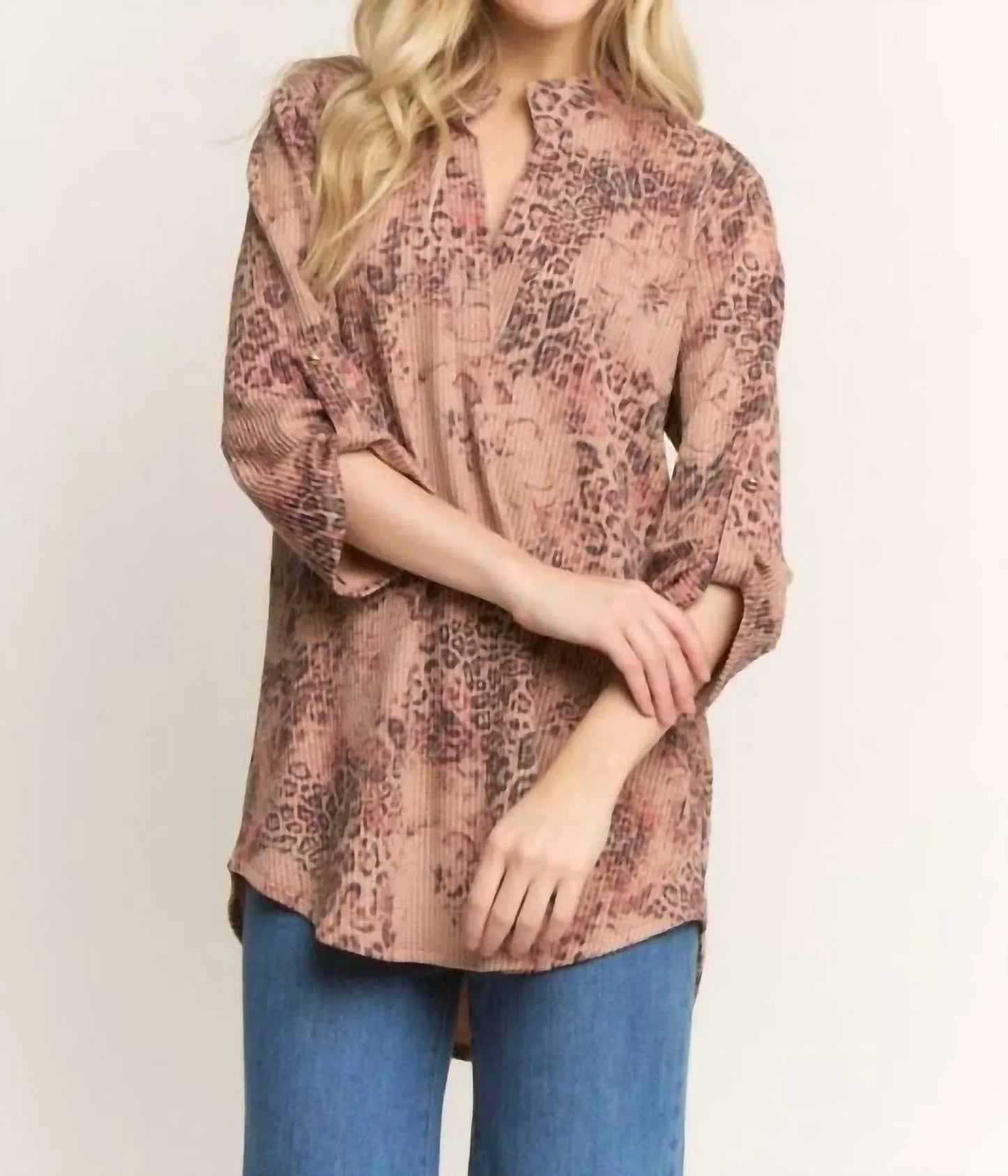 Heimish USA - Mandarin Collar Animal Urban Rib Top - Rack Hunt