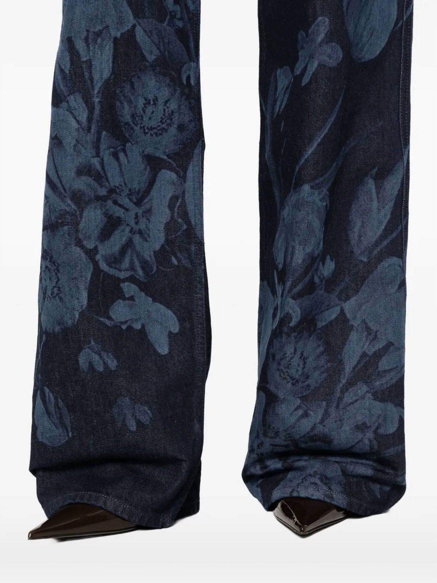 Floral Print Straight Leg Jeans