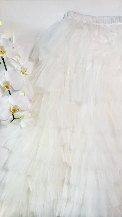Girls Toile Print Tulle Maxi Skirt Set