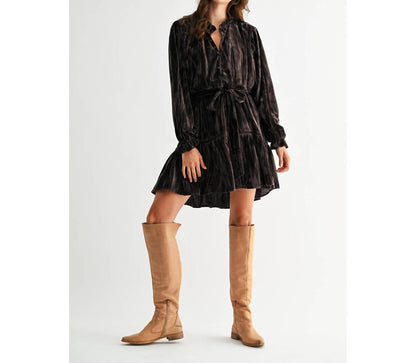Seam Detail Velvet Mini Dress