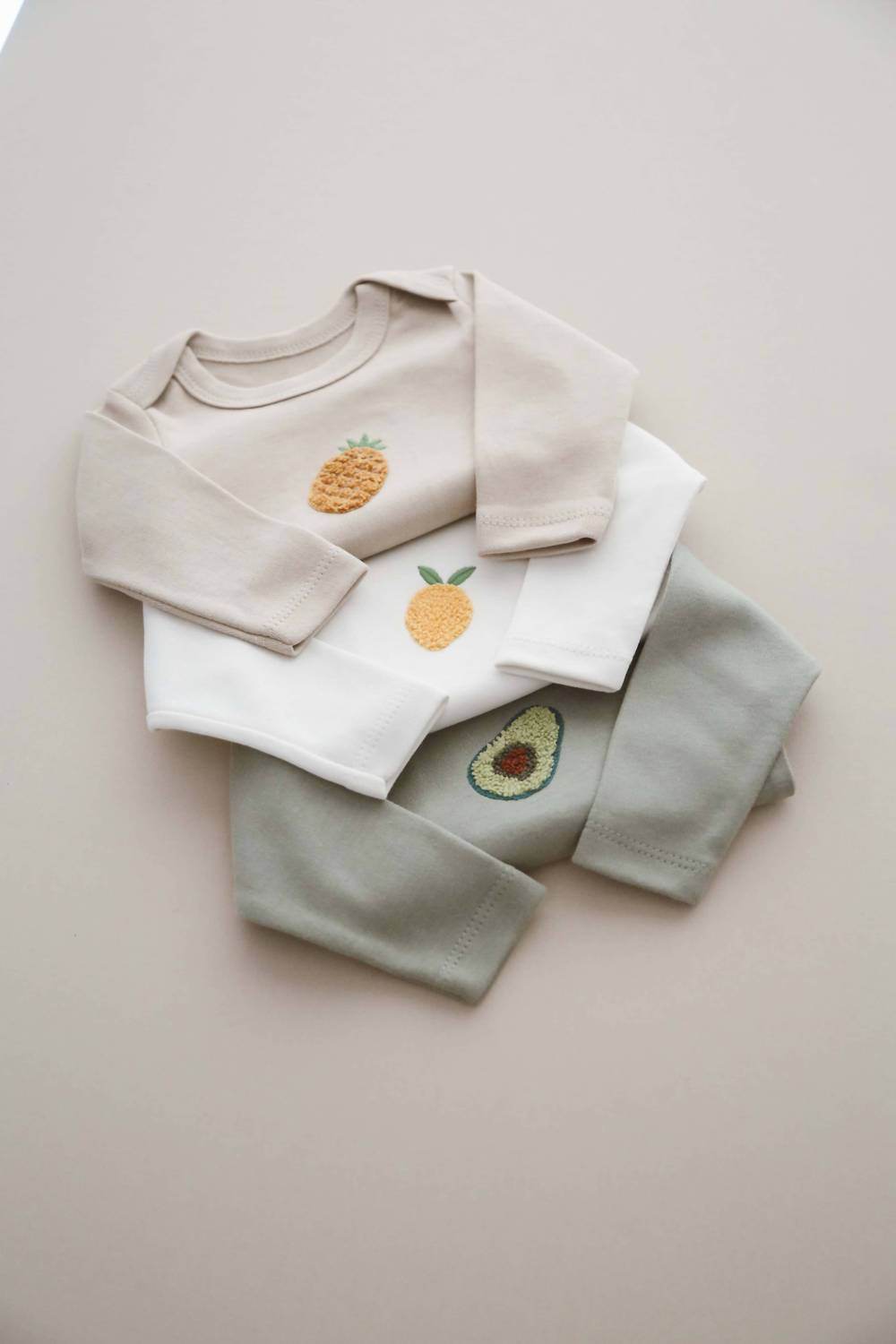 Honey and Hive - Baby 3 Piece Long Sleeve Fruit Bodysuit Set - Rack Hunt -