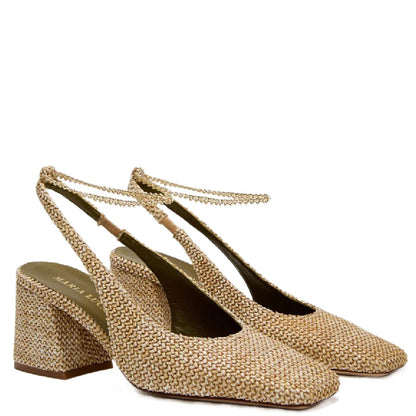 Women's Ilaria Raffia Leather Heels Pumps
