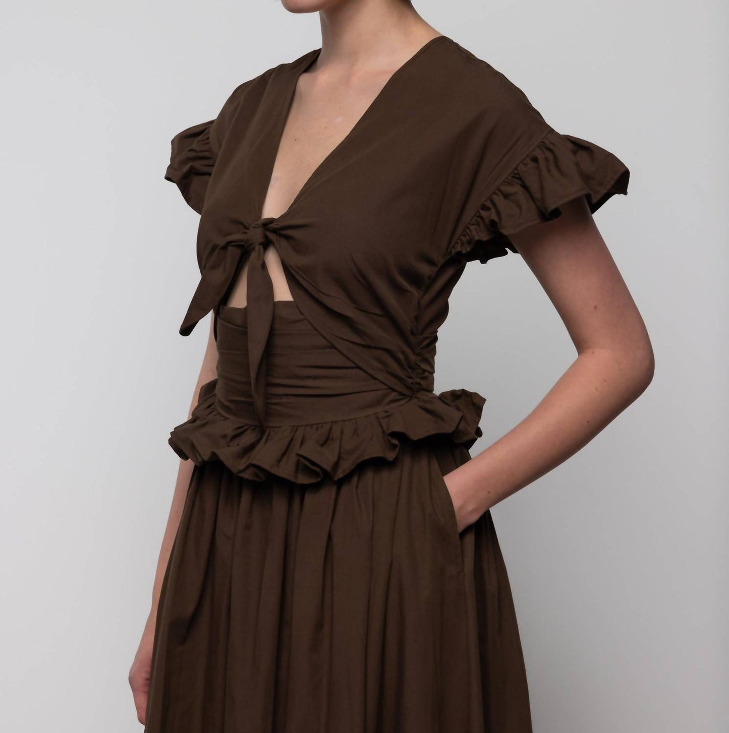Tiered Cotton Bow Maxi Dress