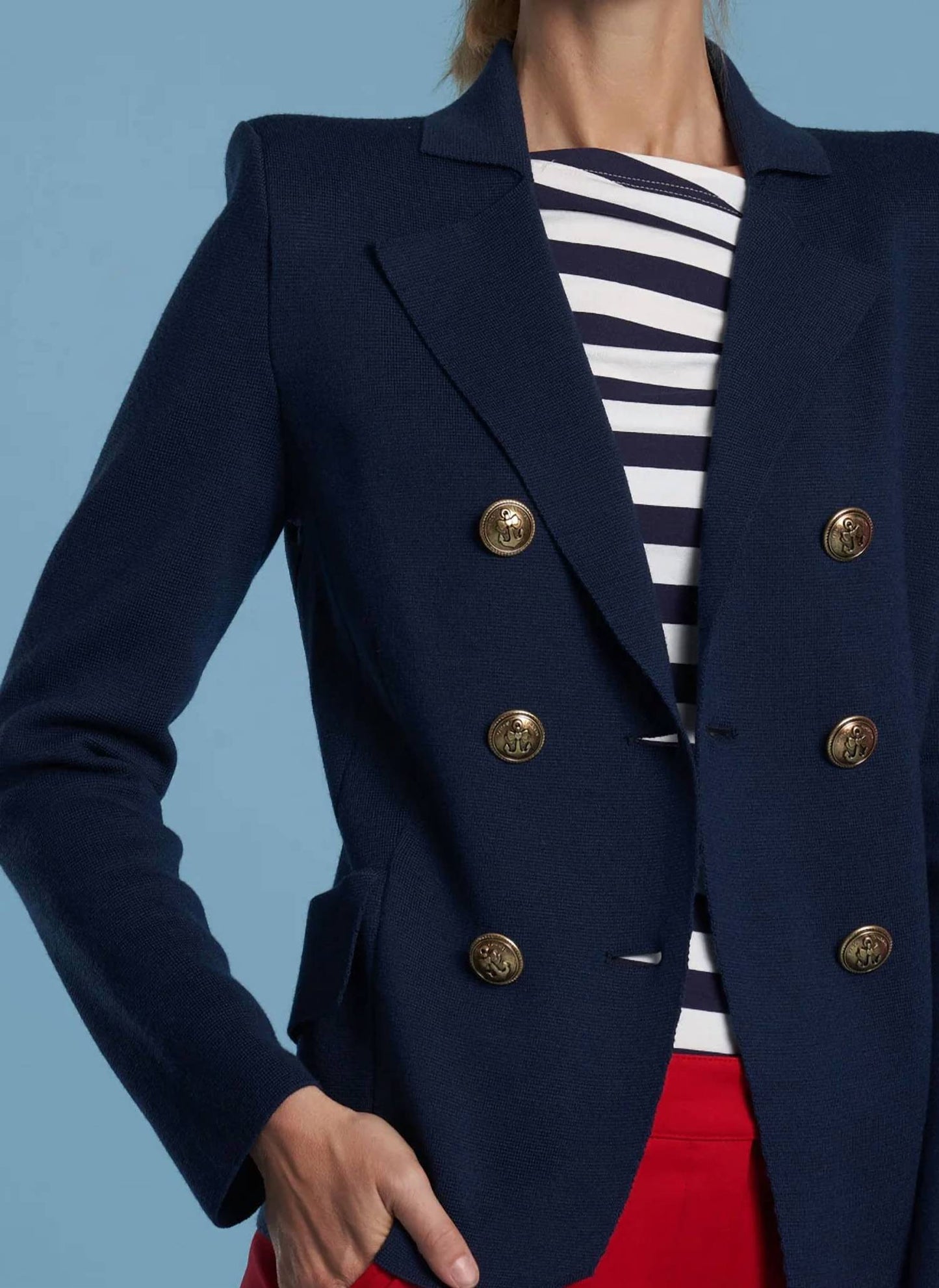 Double-Breasted Knitted Jacket with Buttons