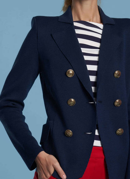 Double-Breasted Knitted Jacket with Buttons