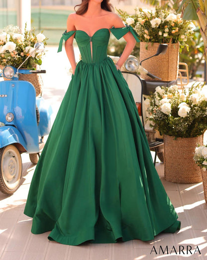 Off-shoulder Bow Ball Gown With Sweetheart Bodice
