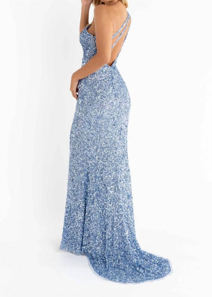 Asymmetrical Sequin Double Strap Dress