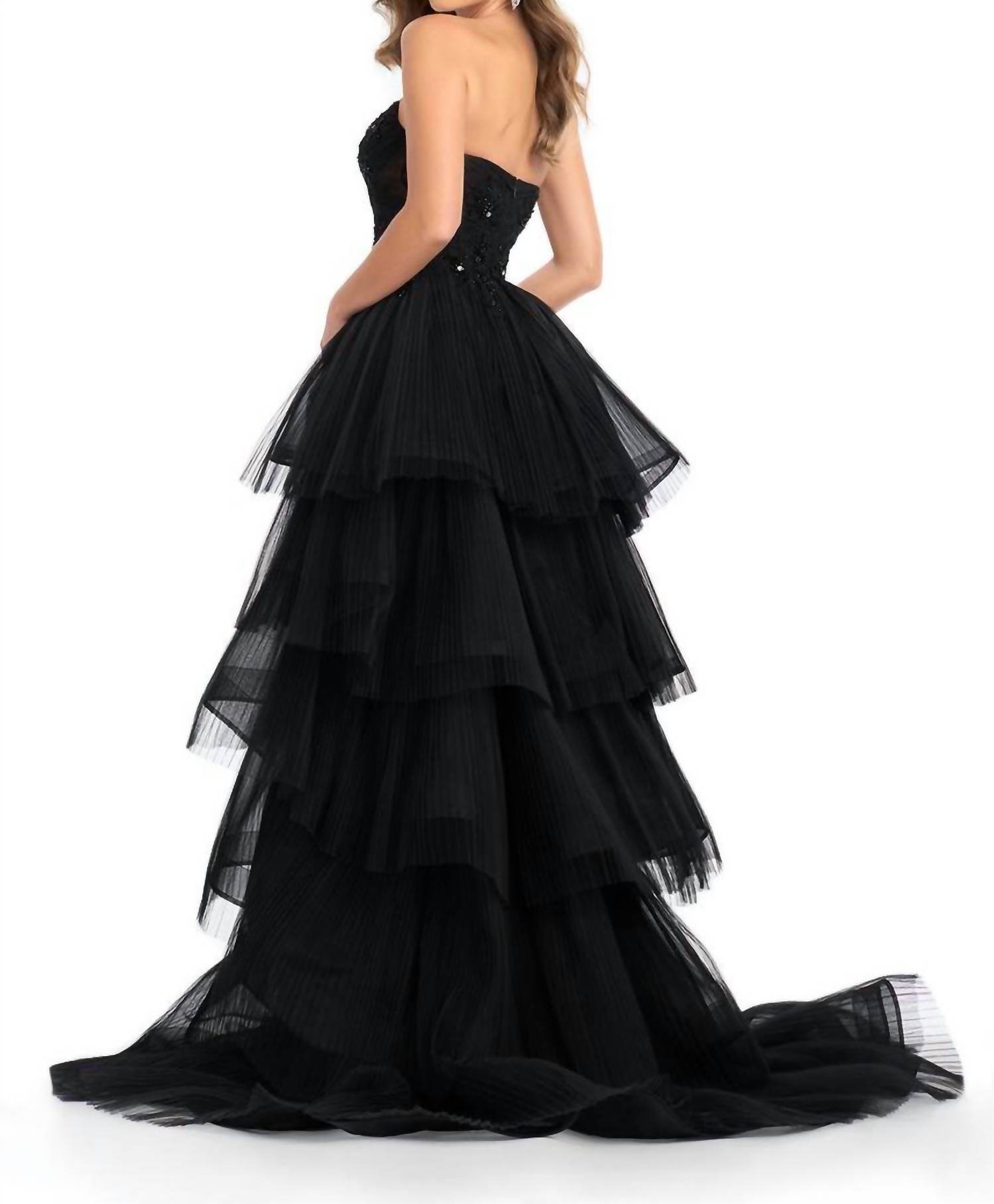 ASHLEYlauren - Tiered Ruffle Tulle Prom Gown - Rack Hunt