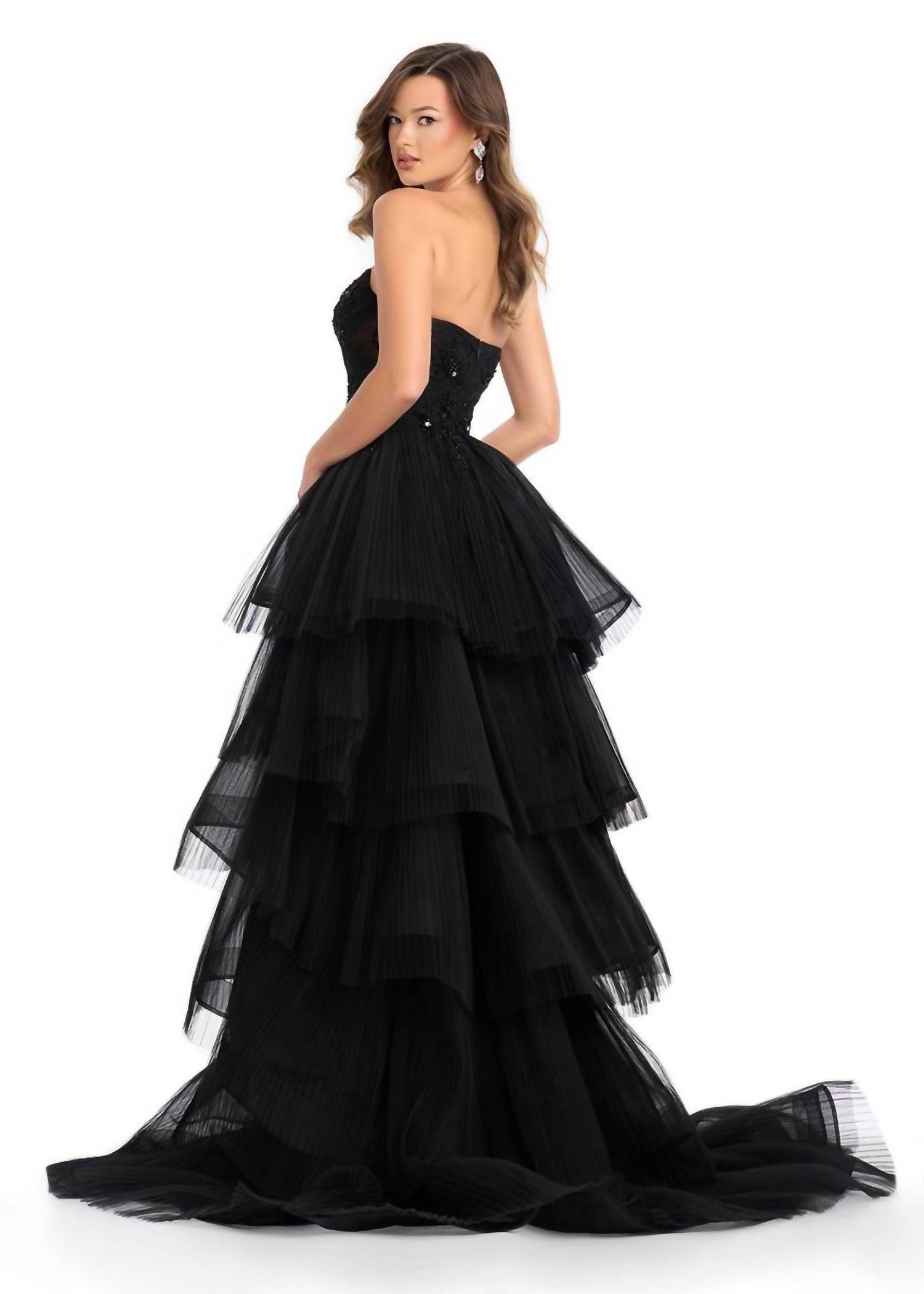 ASHLEYlauren - Tiered Ruffle Tulle Prom Gown - Rack Hunt