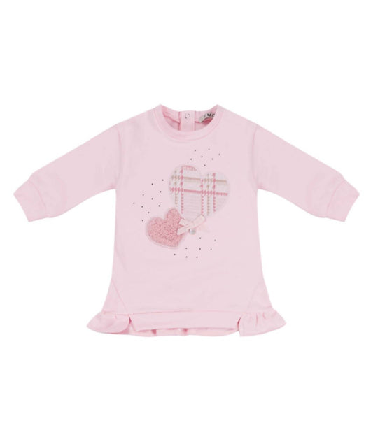 Girls' Heart Patch Long Sleeve Fleece Dress