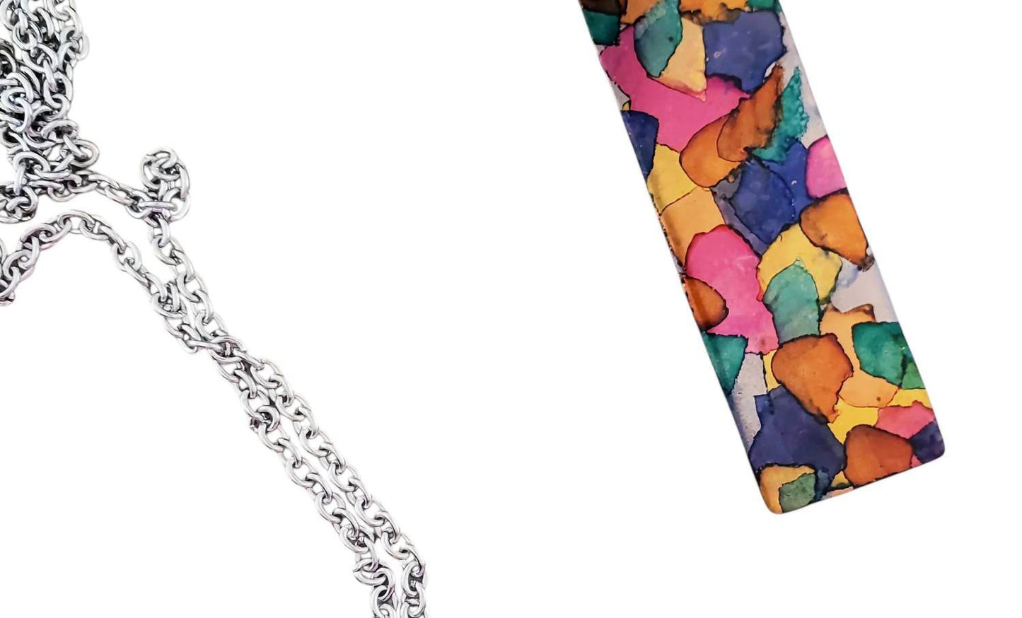 Covaly Artisan Jewelry - Women's Alcohol Ink Rectangle Necklace - Rack Hunt -