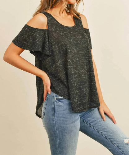 L.A. Hearts - Cold Shoulder Scoop Neck Curved Hem Top - Rack Hunt