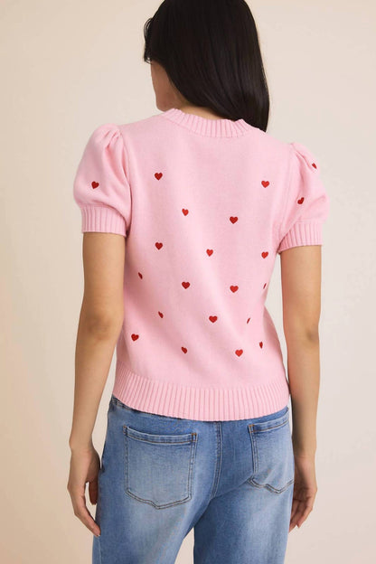 Heart Embroidered Sweater Top