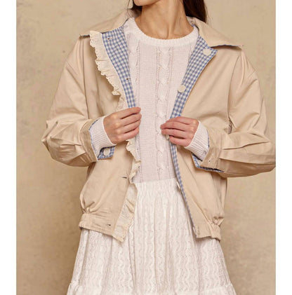 Reversible Gingham Ruffle Jacket