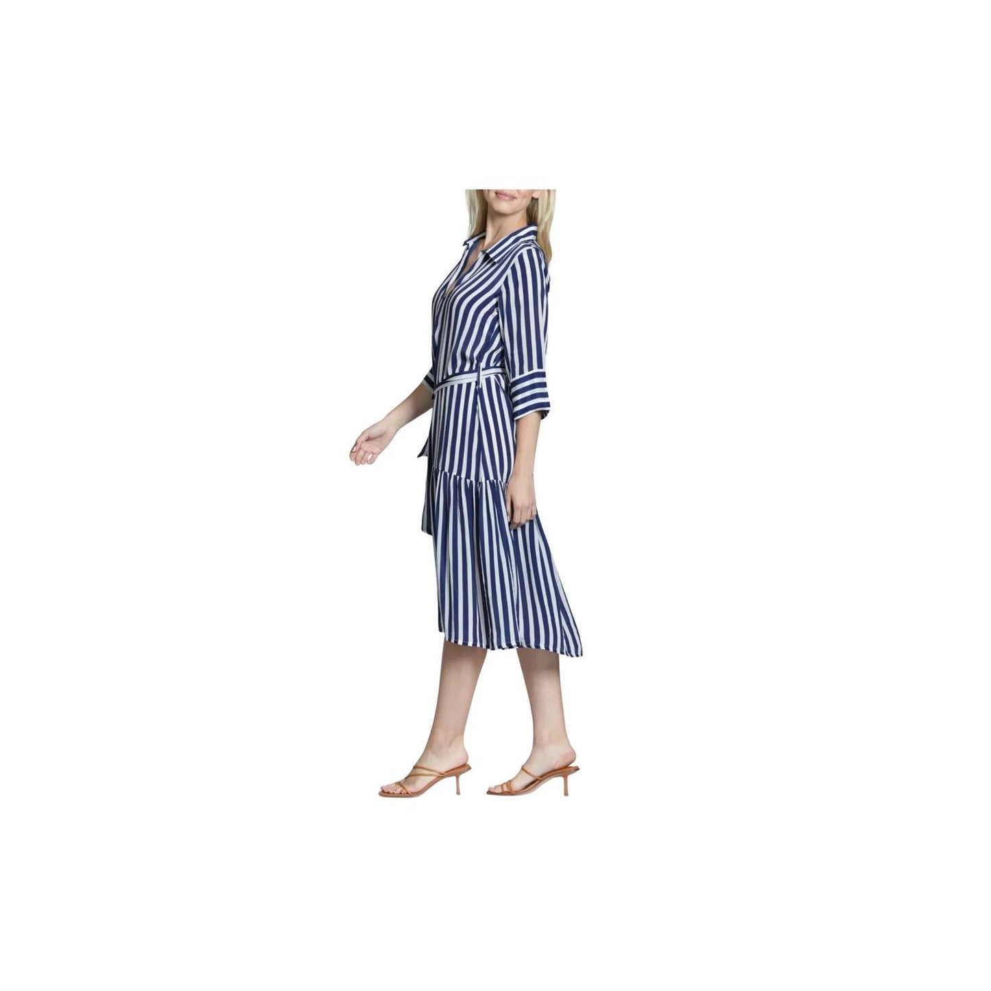 Half Placket Dress With Belt