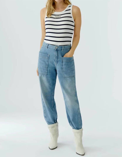 Striped With Embellished Logo Tank Top