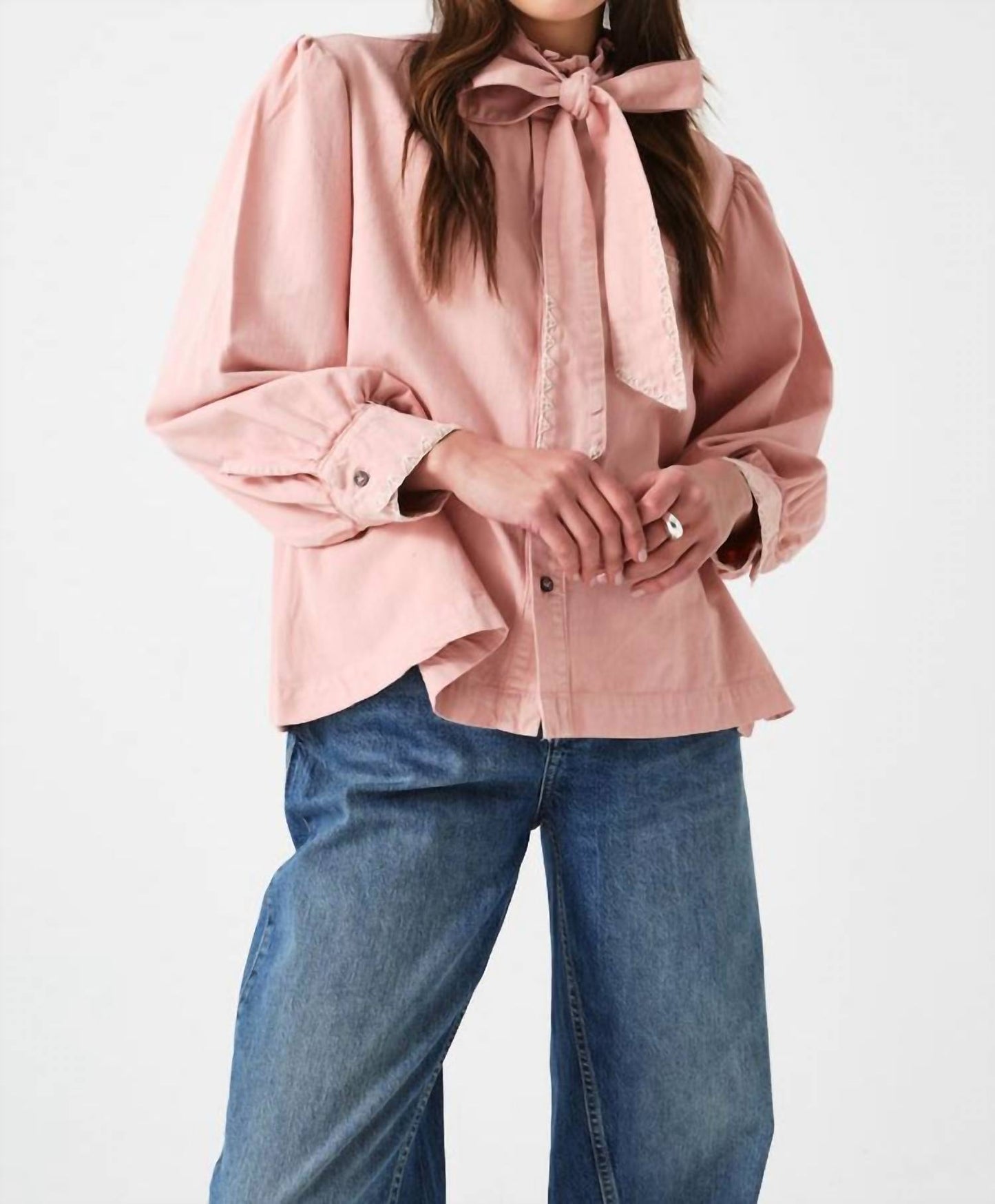 Poet Pussybow Denim Blouse