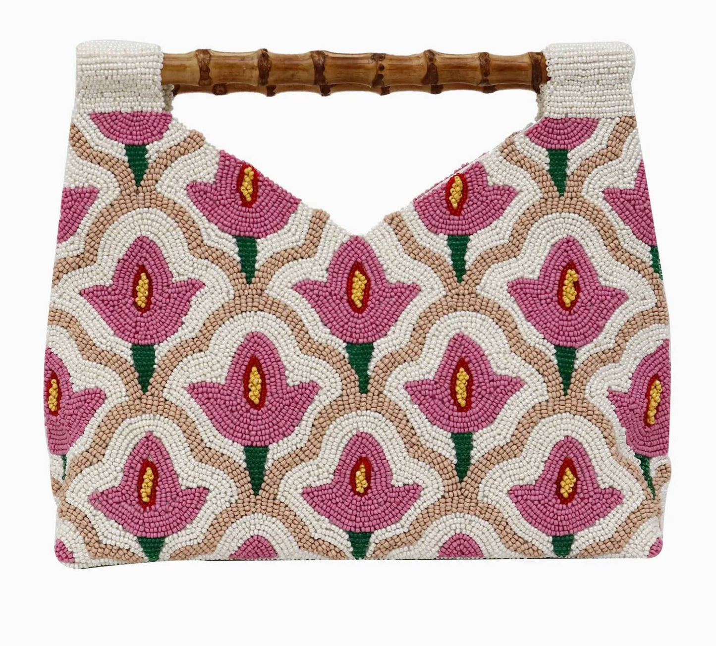 Women's Floral Cut-out Bamboo Handle Bag