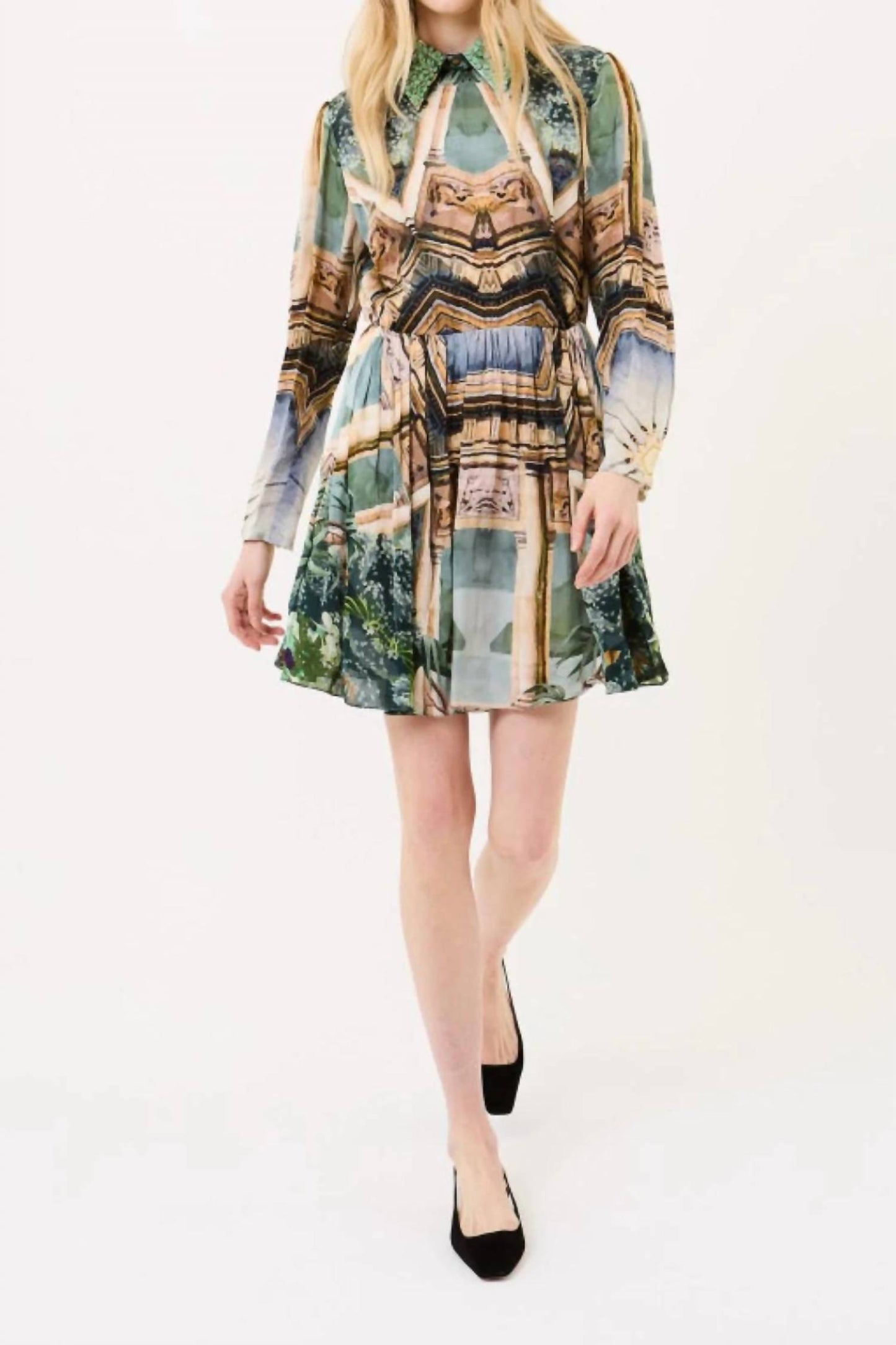 Collared Long Sleeve Mini Dress