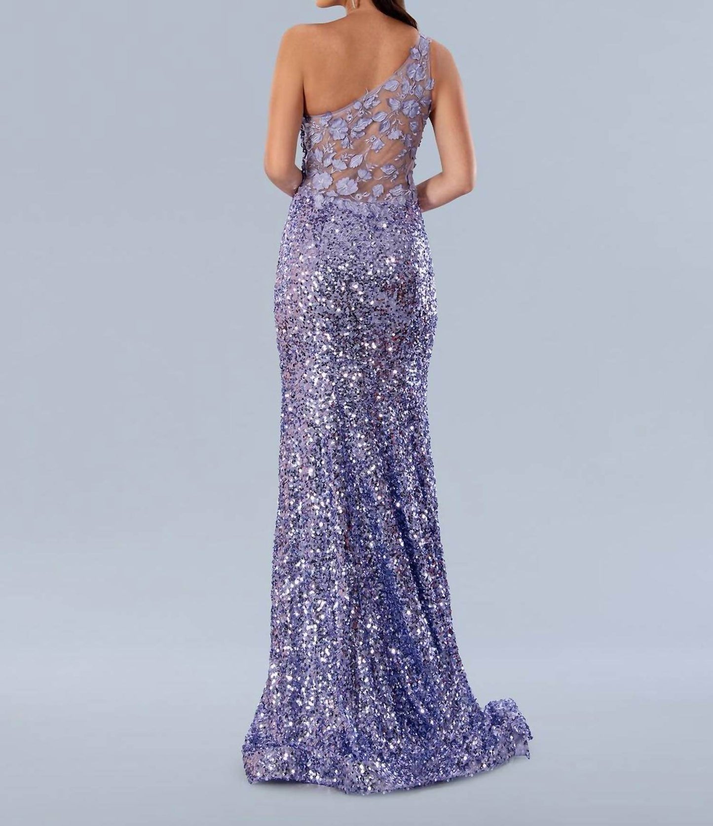 Stella Couture - One Shoulder Sequin Lace Prom Dress - Rack Hunt -